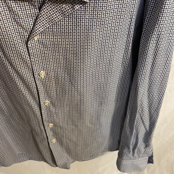 Egara Men’s Blue Striped Light Searsucker Button Up Dress Shirt Size Large Slim - Picture 7 of 12